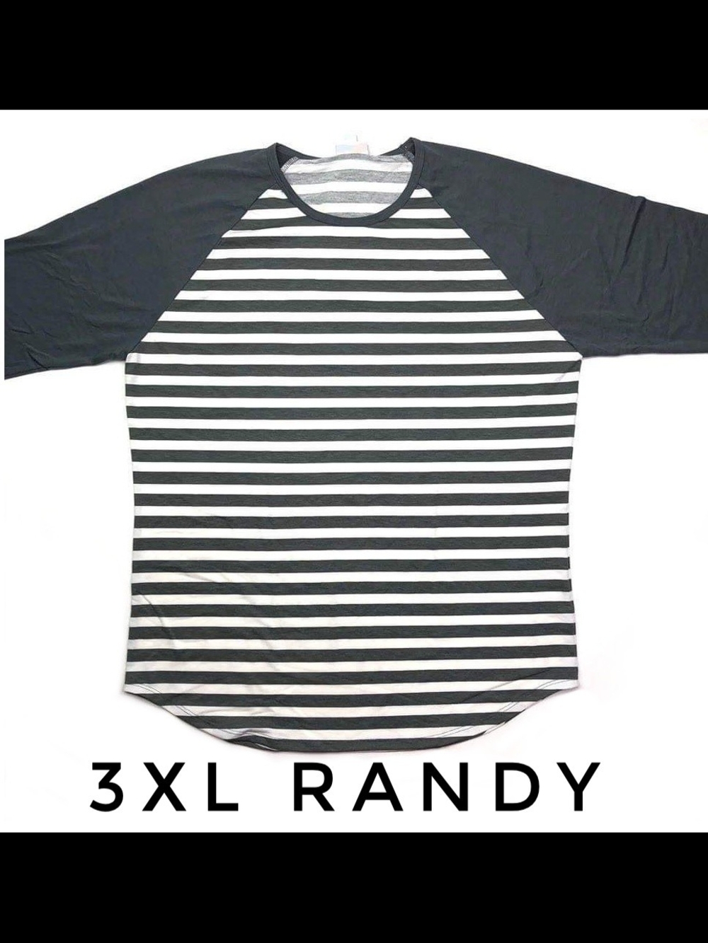 Striped Raglan Sleeve Shirt in Gray and White